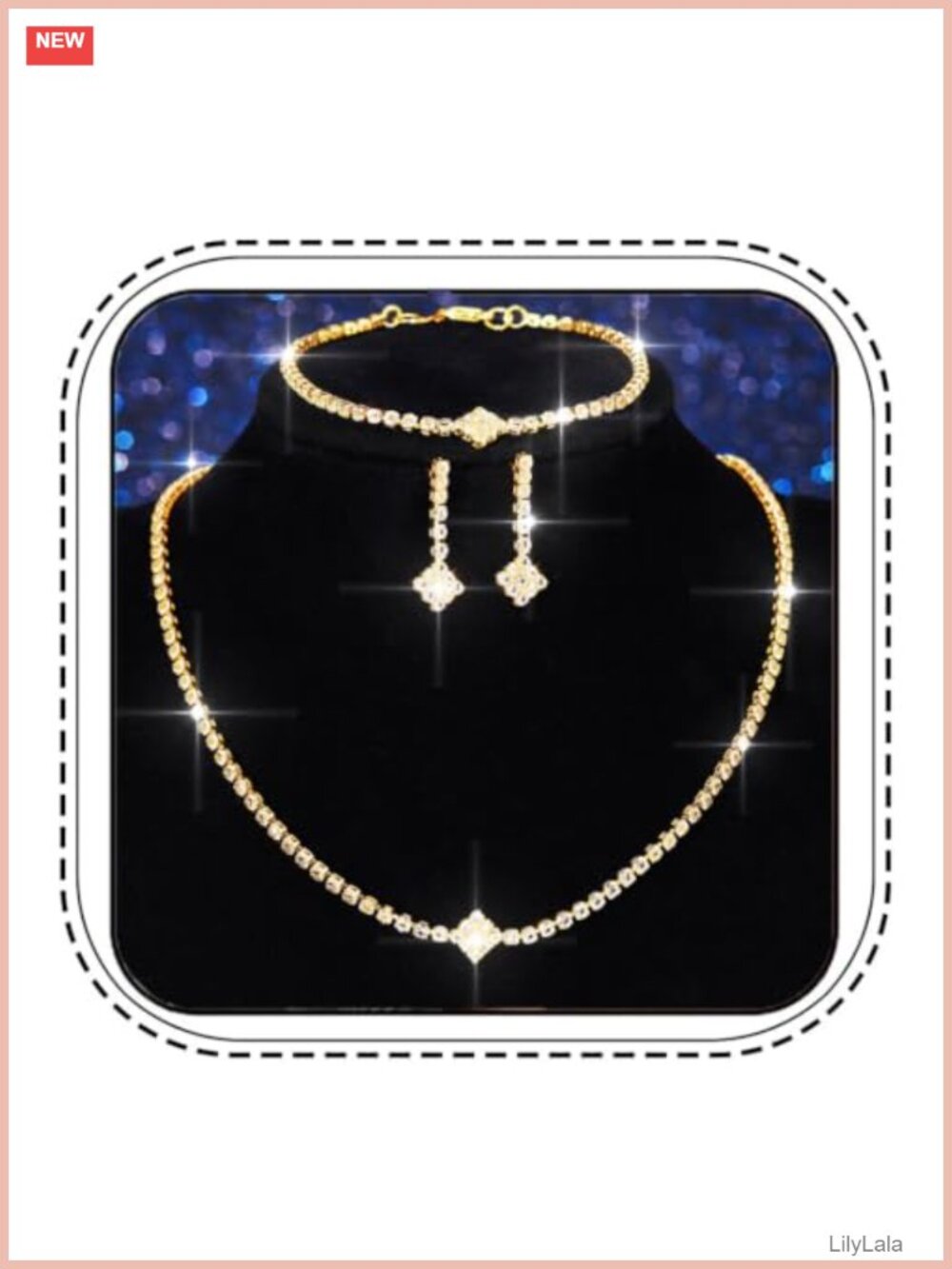 Rhinestone Crystal Bridal Jewelry Set Necklace Earrings Wedding Prom Formal